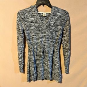 Hooded Poncho Sweater with Adjustable Waist EUC